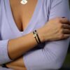 Χειροποίητο βραχιόλι Olor με λαβύρινθο από ασήμι 925 και μαύρο κορδόνι