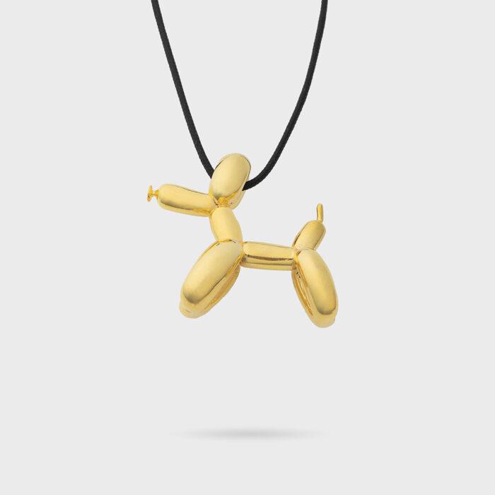 Χειροποίητο μενταγιόν Balloon Dog από μασίφ ασήμι 925 με επιχρύσωμα 24 καρατίων και λίθο, συλλογή Olor