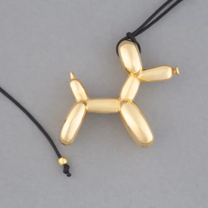 Χειροποίητο μενταγιόν Balloon Dog από μασίφ ασήμι 925 με επιχρύσωμα 24 καρατίων και λίθο, συλλογή Olor