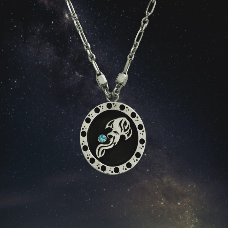 Μενταγιόν ζώδιο Υδροχόος από ασήμι 925 – Celestia Collection Olor, κόσμημα ζωδίων